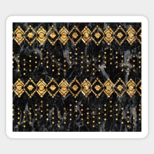 Golden tribal geo II - black marble Sticker